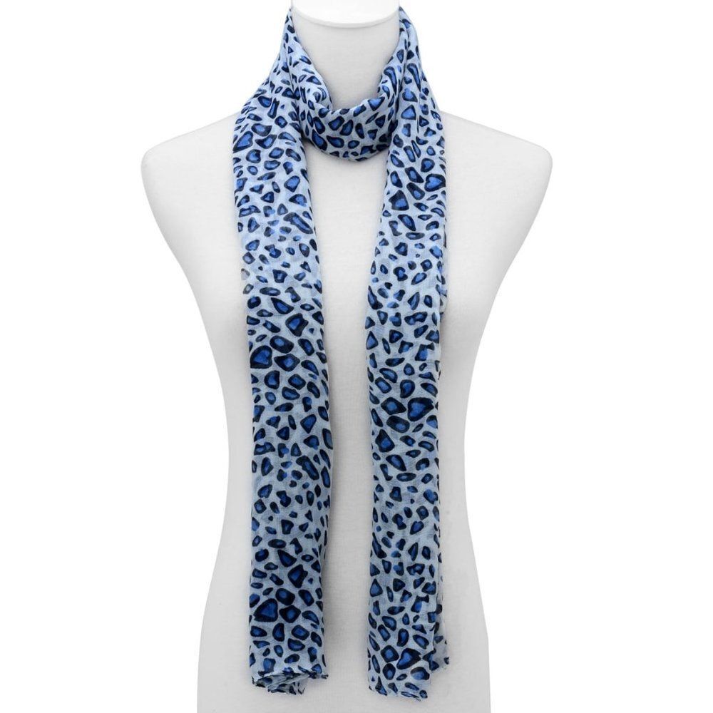 4 FOR $20 Scarf Leopard Print 100% Viscose Blue